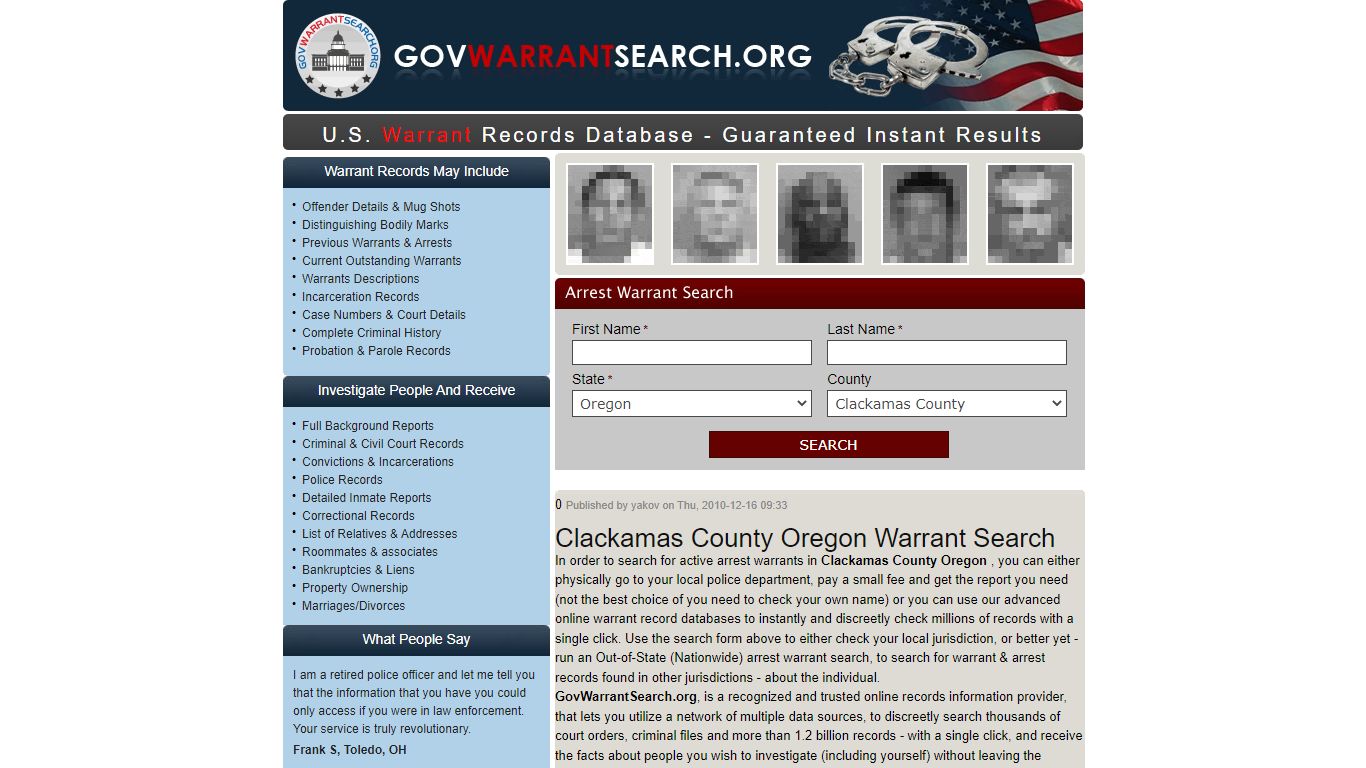 Clackamas County Oregon | Warrant Search