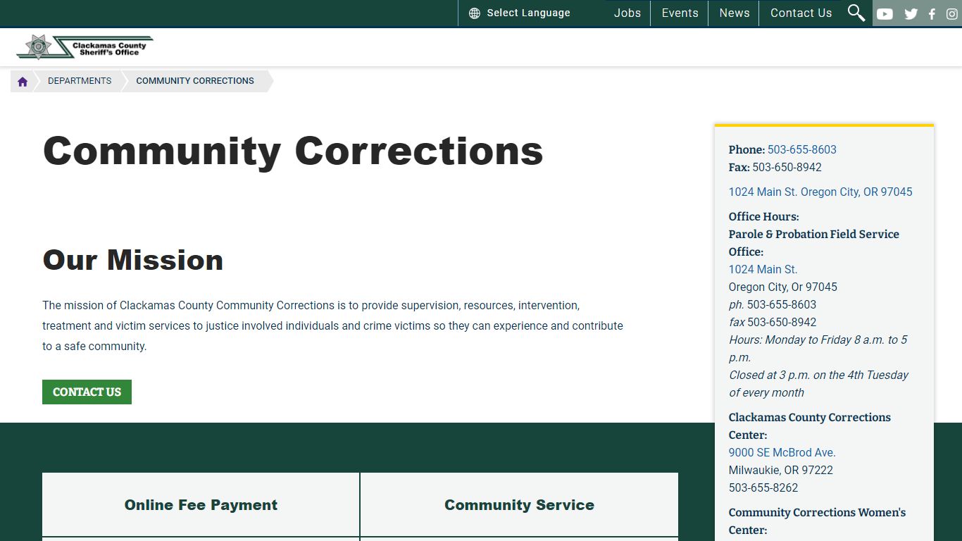 Community Corrections | Clackamas County